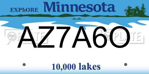 AZ7A6O Minnesota License Plate