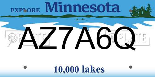 AZ7A6Q Minnesota License Plate