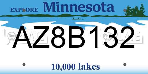 AZ8B132 Minnesota License Plate