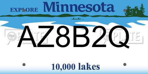 AZ8B2Q Minnesota License Plate