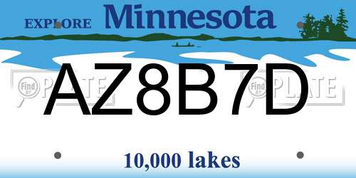 AZ8B7D Minnesota License Plate