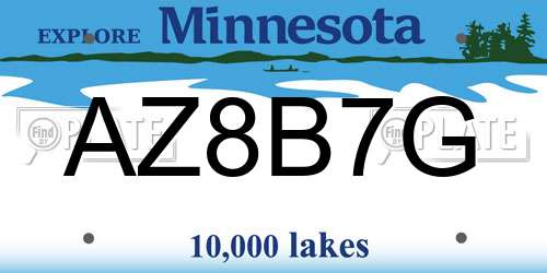 AZ8B7G Minnesota License Plate