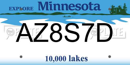 AZ8S7D Minnesota License Plate