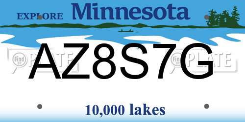 AZ8S7G Minnesota License Plate