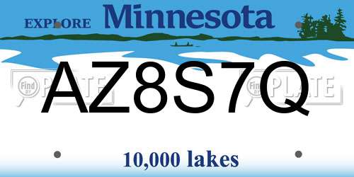 AZ8S7Q Minnesota License Plate