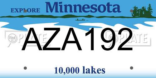 AZA192 Minnesota License Plate