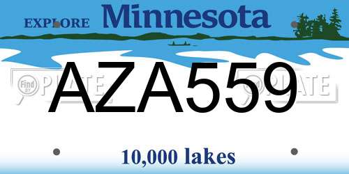 AZA559 Minnesota License Plate