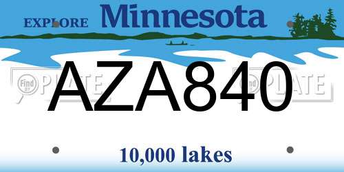 AZA840 Minnesota License Plate