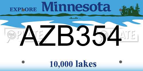 AZB354 Minnesota License Plate