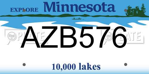 AZB576 Minnesota License Plate