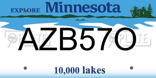 AZB57O Minnesota License Plate