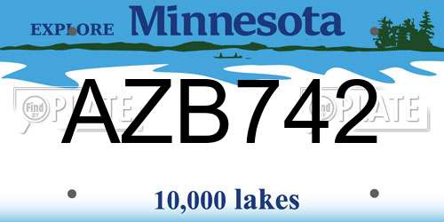 AZB742 Minnesota License Plate