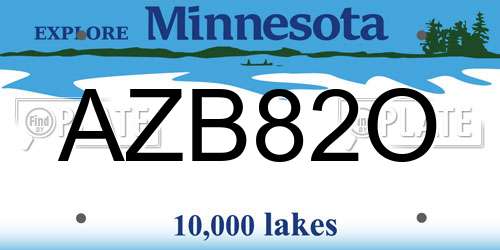 AZB82O Minnesota License Plate
