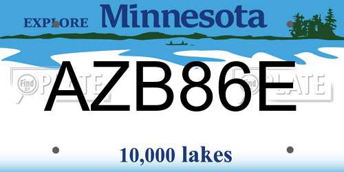 AZB86E Minnesota License Plate