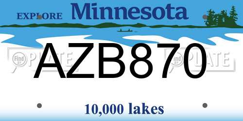 AZB870 Minnesota License Plate