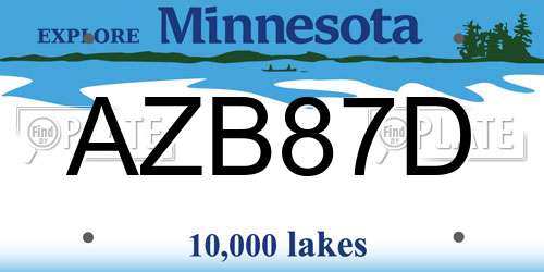 AZB87D Minnesota License Plate