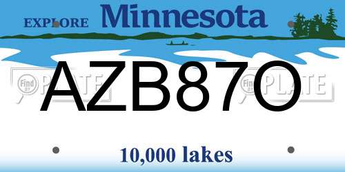 AZB87O Minnesota License Plate
