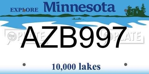 AZB997 Minnesota License Plate