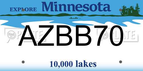 AZBB70 Minnesota License Plate