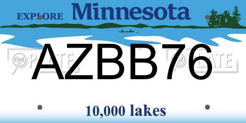 AZBB76 Minnesota License Plate