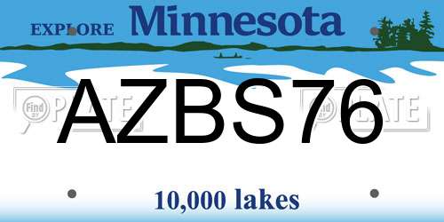 AZBS76 Minnesota License Plate