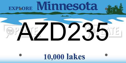AZD235 Minnesota License Plate
