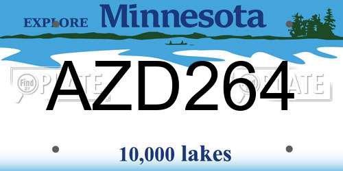 AZD264 Minnesota License Plate