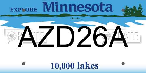 AZD26A Minnesota License Plate