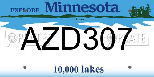 AZD307 Minnesota License Plate