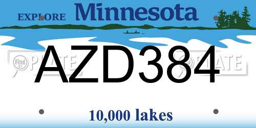 AZD384 Minnesota License Plate