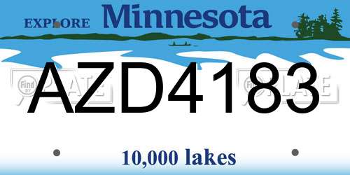 AZD4183 Minnesota License Plate