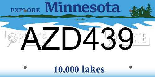 AZD439 Minnesota License Plate