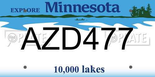 AZD477 Minnesota License Plate