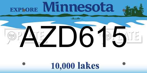 AZD615 Minnesota License Plate