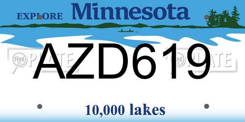 AZD619 Minnesota License Plate