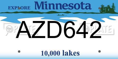 AZD642 Minnesota License Plate