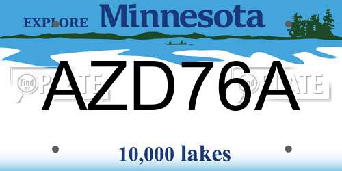 AZD76A Minnesota License Plate