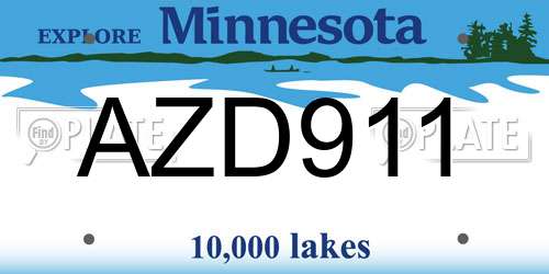 AZD911 Minnesota License Plate