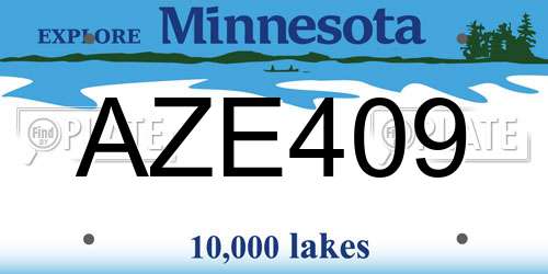 AZE409 Minnesota License Plate