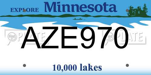 AZE970 Minnesota License Plate
