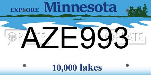 AZE993 Minnesota License Plate