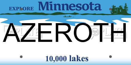 AZEROTH Minnesota License Plate
