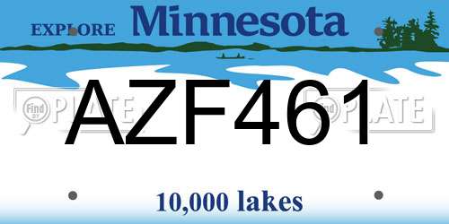 AZF461 Minnesota License Plate