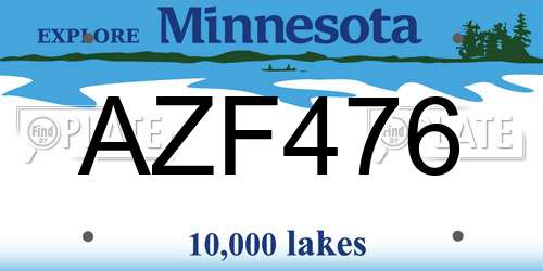 AZF476 Minnesota License Plate