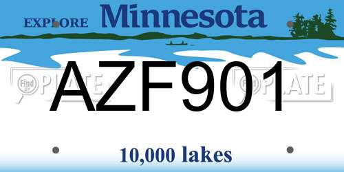 AZF901 Minnesota License Plate