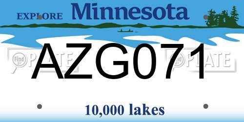 AZG071 Minnesota License Plate