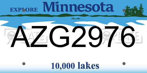 AZG2976 Minnesota License Plate