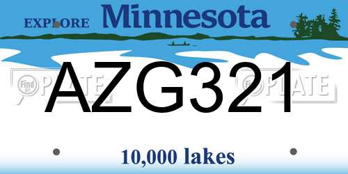 AZG321 Minnesota License Plate