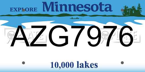 AZG7976 Minnesota License Plate