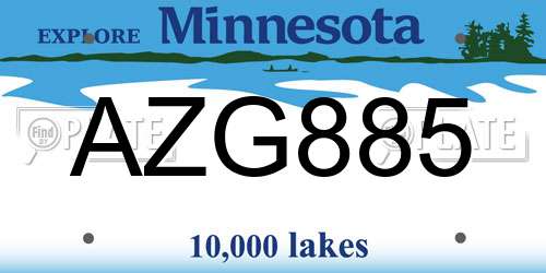 AZG885 Minnesota License Plate